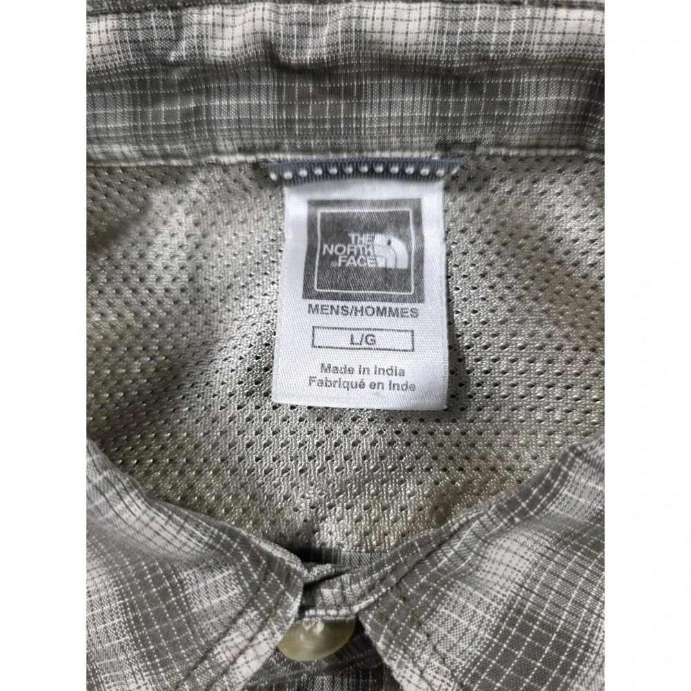 The North Face Shirt Mens LARGE Long Sleeve Button Up Gray Plaid Outdoors Hiking